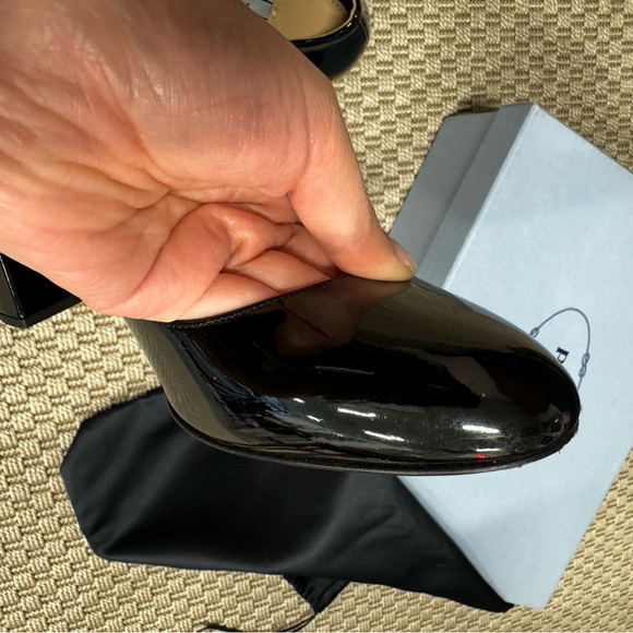 Prada Black Patent Round Toe Pumps - Picture 6 of 10